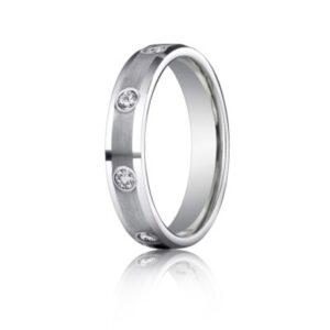 Satin Finish Diamond Wedding Band - Image 3