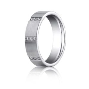 Satin Finish Diamond Wedding Band - Image 3