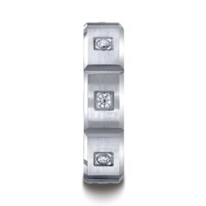 Grooved Diamond Wedding Band - Image 3