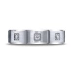 Grooved Platinum Diamond Wedding Band